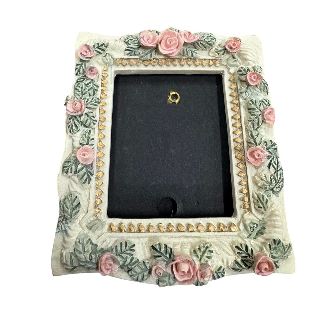 VINTAGE Picture Photo Frame ~ 1.5x2” Floral Colorful Ornate Standing Decor